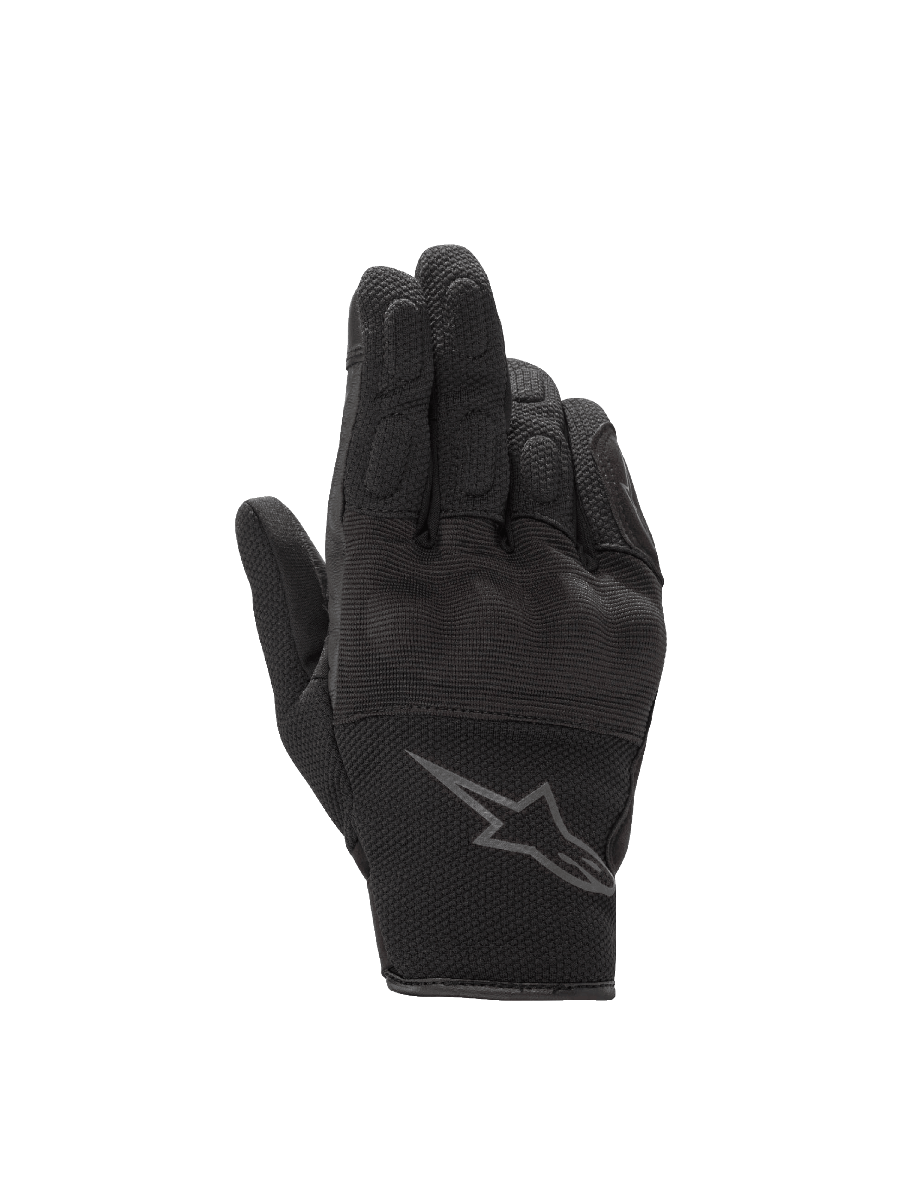 Alpinestars Stella S-Max Drystar, gants de moto imperméables pour femme, noirs et gris anthracite, mélange de cuir et maille extensible avec protection rigide des articulations.