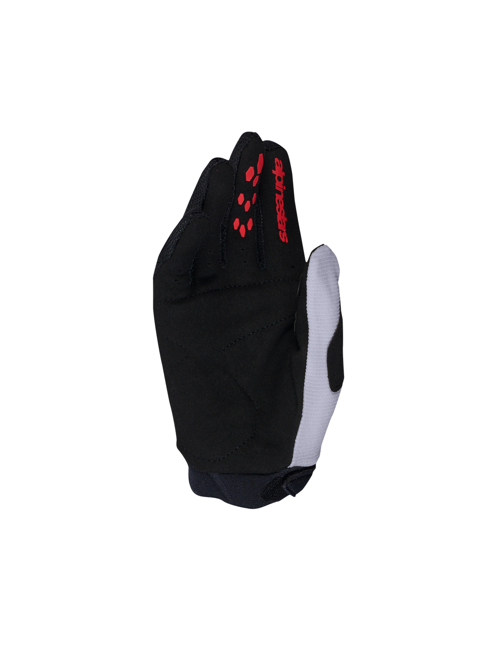 Alpinestars Full Bore V2, gants de moto junior, noirs et lilas clair, paume en suède synthétique avec détails rouges.