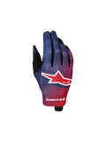 Alpinestars Radar Junior, gants de motocross pour enfant, rouges et bleus, dos de la main sublimé avec logo Astars, construction légère monocouche pour pilotage tout-terrain.