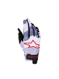 Alpinestars gants Radar Junior, gants de motocross gris et rouges pour enfant, motif camouflage et logo étoile rouge.