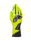 Alpinestars Tech-1 K Race V2 Gloves Graphic 1, Karting Racing Gloves, Yellow Fluo, Black and White, featuring a large star logo on the back and a geometric pattern at the wrist, professional motorsport gear