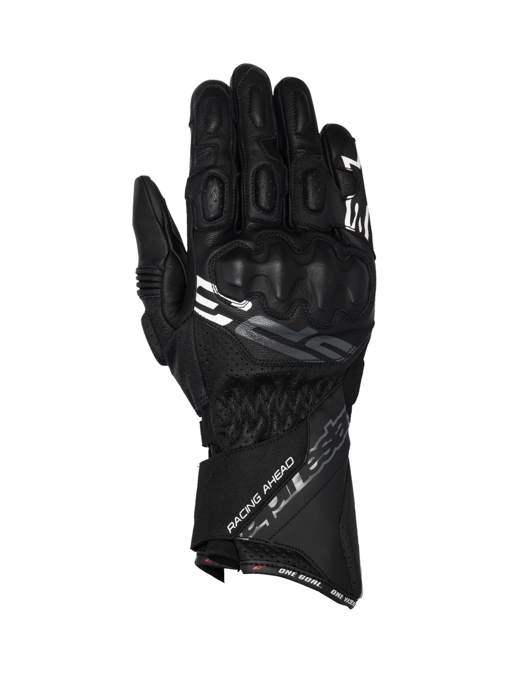 Alpinestars gants SP-3, gants de moto racing noirs, cuir de chèvre, protection des articulations et manchette longue.