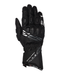 Alpinestars SP-3, gants de course moto à manchette longue, noirs avec accents blancs et gris, protection des articulations recouverte de PU, construction en cuir texturé avec détails perforés, sangle de manchette ajustable au poignet