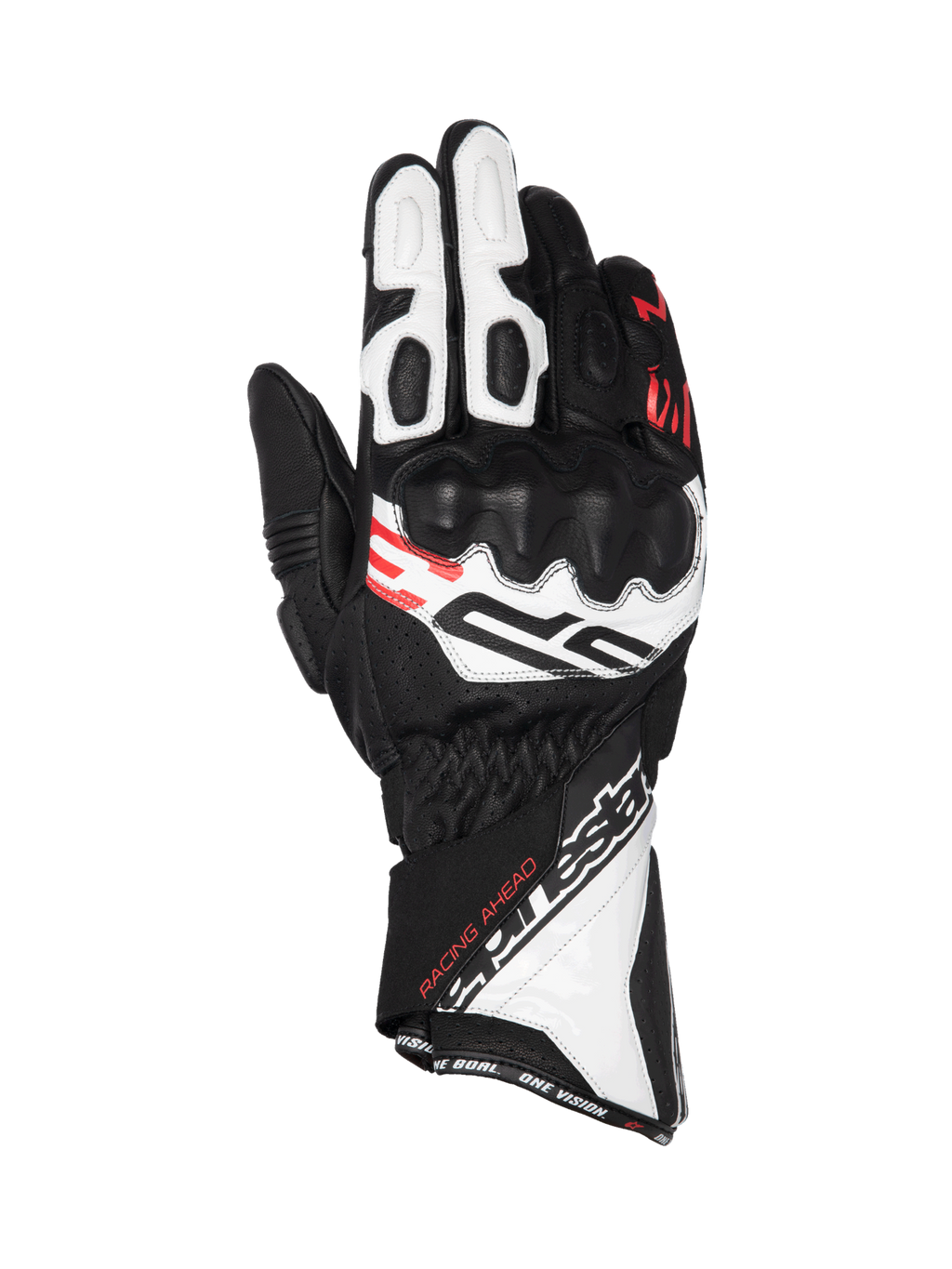 Alpinestars SP-3, gants racing à manchette longue, noirs, blancs et rouges, certifiés CE, cuir avec protection articulaire