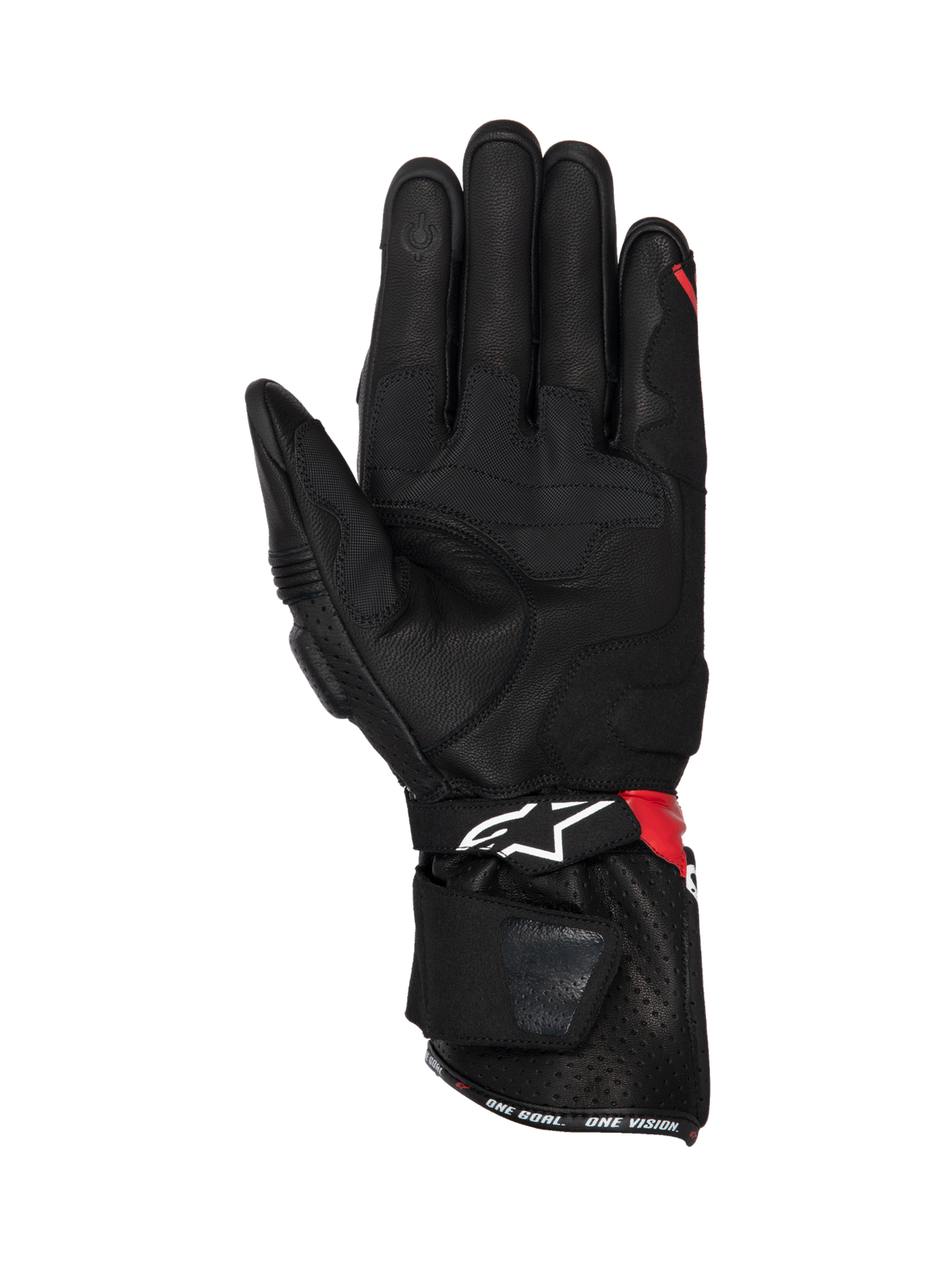 Alpinestars SP-3, gants de moto pour course, homme, noirs avec accents rouges et blancs, construction en cuir avec inserts de préhension sur la paume