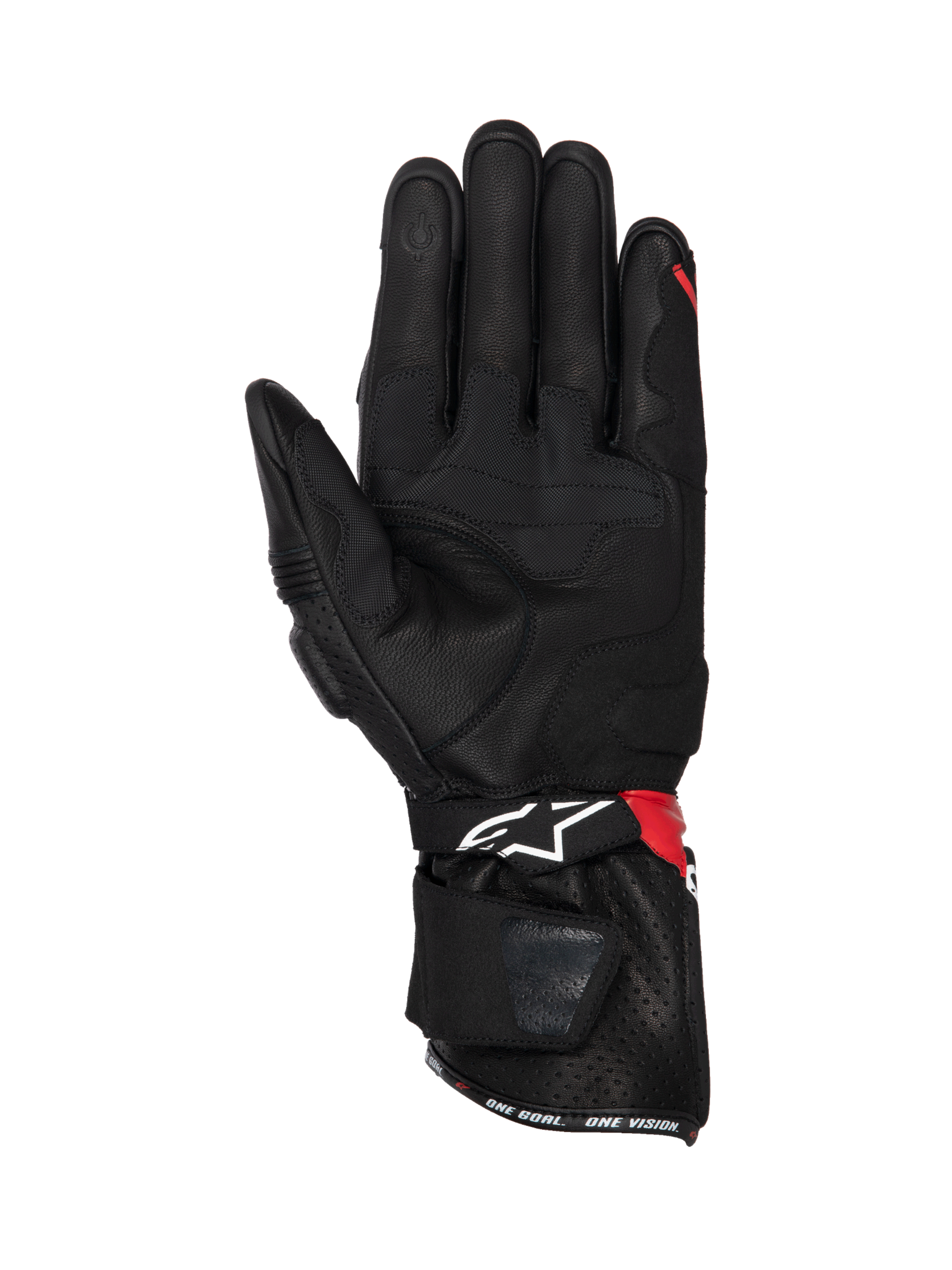 Alpinestars SP-3, gants de moto pour course, homme, noirs avec accents rouges et blancs, construction en cuir avec inserts de préhension sur la paume