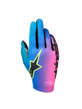 Alpinestars Sim Gloves Graphic 2, SIM Racing Gloves, Cyan Purple and Pink Gradient, Features Black Star Logo with Safety Yellow Outline, Perforated Backhand for Ventilation, Lightweight Performance Gaming Gear