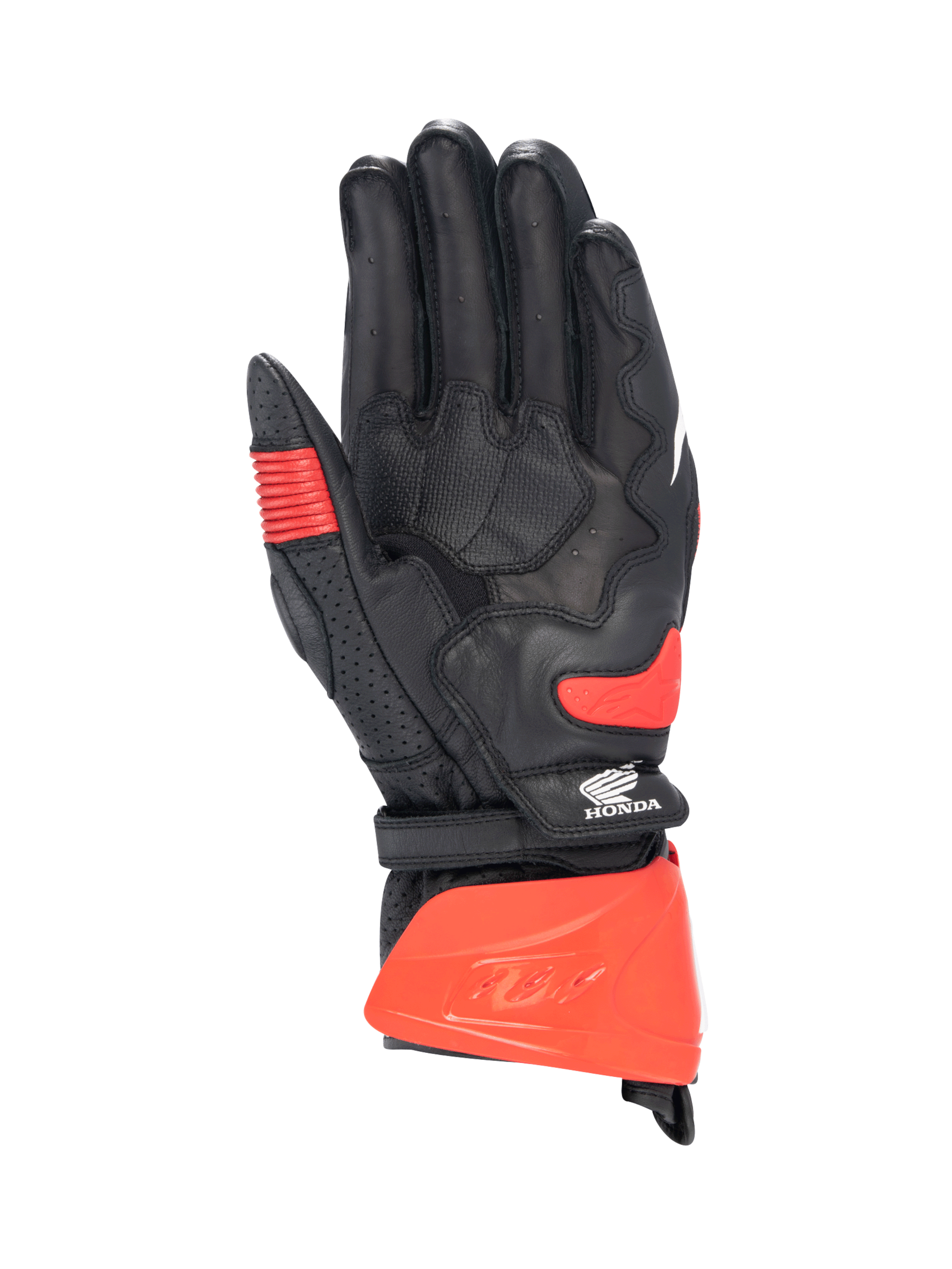 Alpinestars gants Honda GP Pro R3, gants de moto noirs et rouge vif, homme, paume en cuir de kangourou, certifiés CE