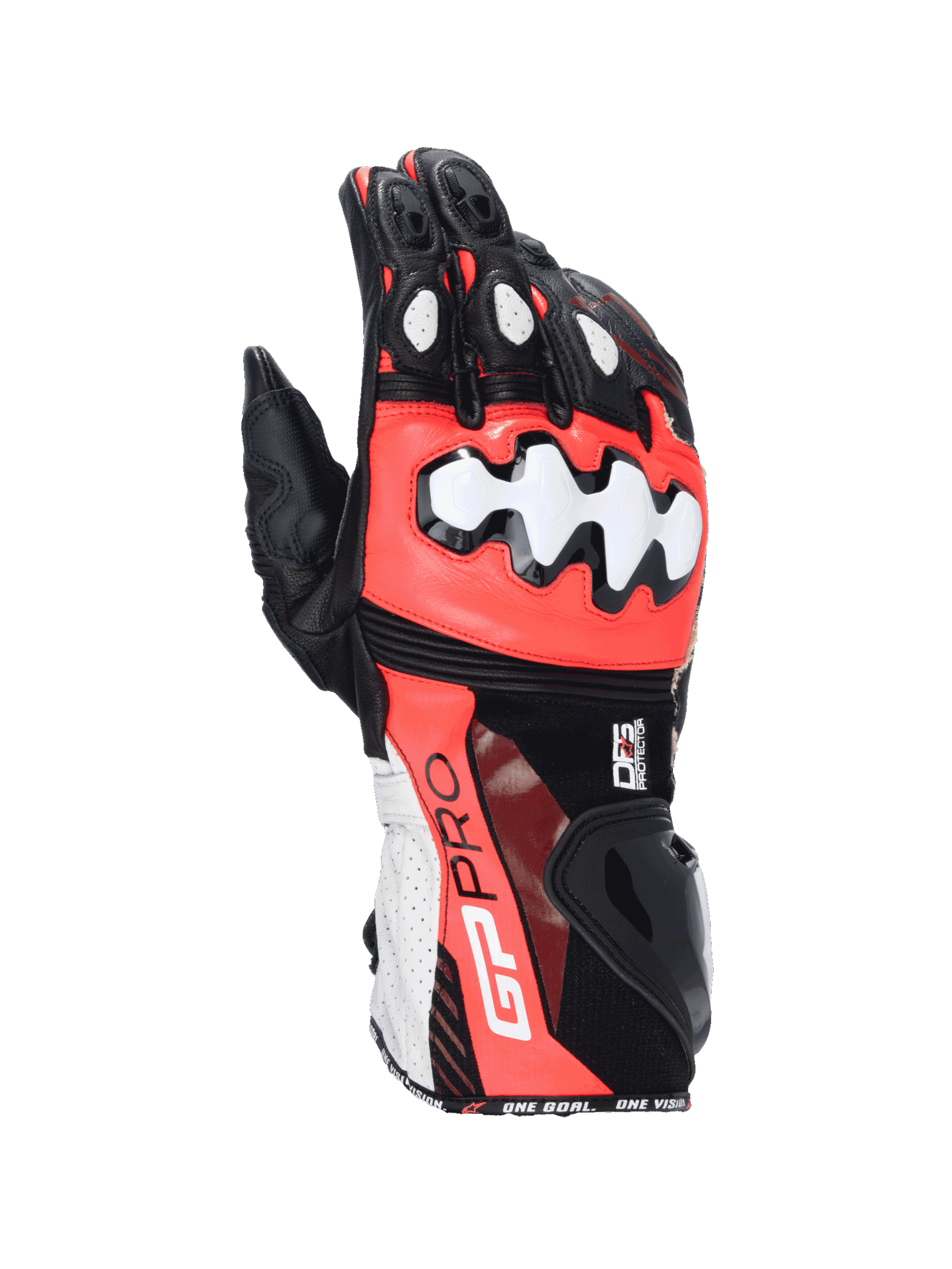 Alpinestars GP Pro R4, gants de moto racing pour homme, noirs, rouges et blancs, cuir avec protections DFS