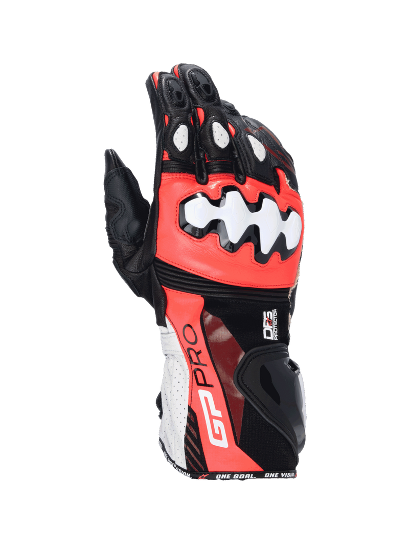 Alpinestars GP Pro R4, gants de moto racing pour homme, noirs, rouges et blancs, cuir avec protections DFS