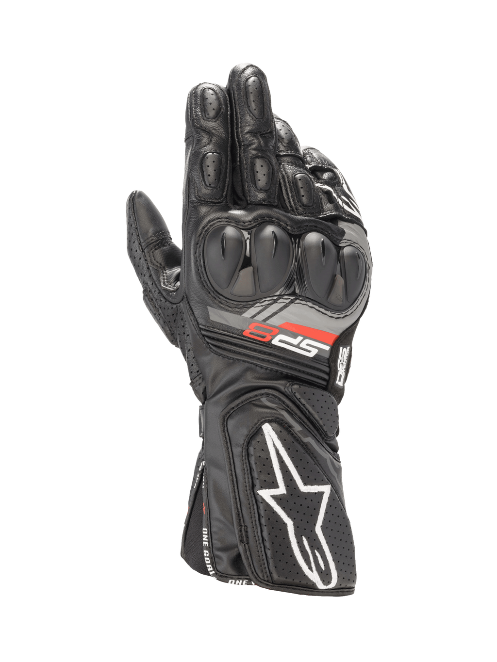 Gants Alpinestars SP-8 V3, gants de moto racing en cuir de chèvre noir, avec protection SP double densité