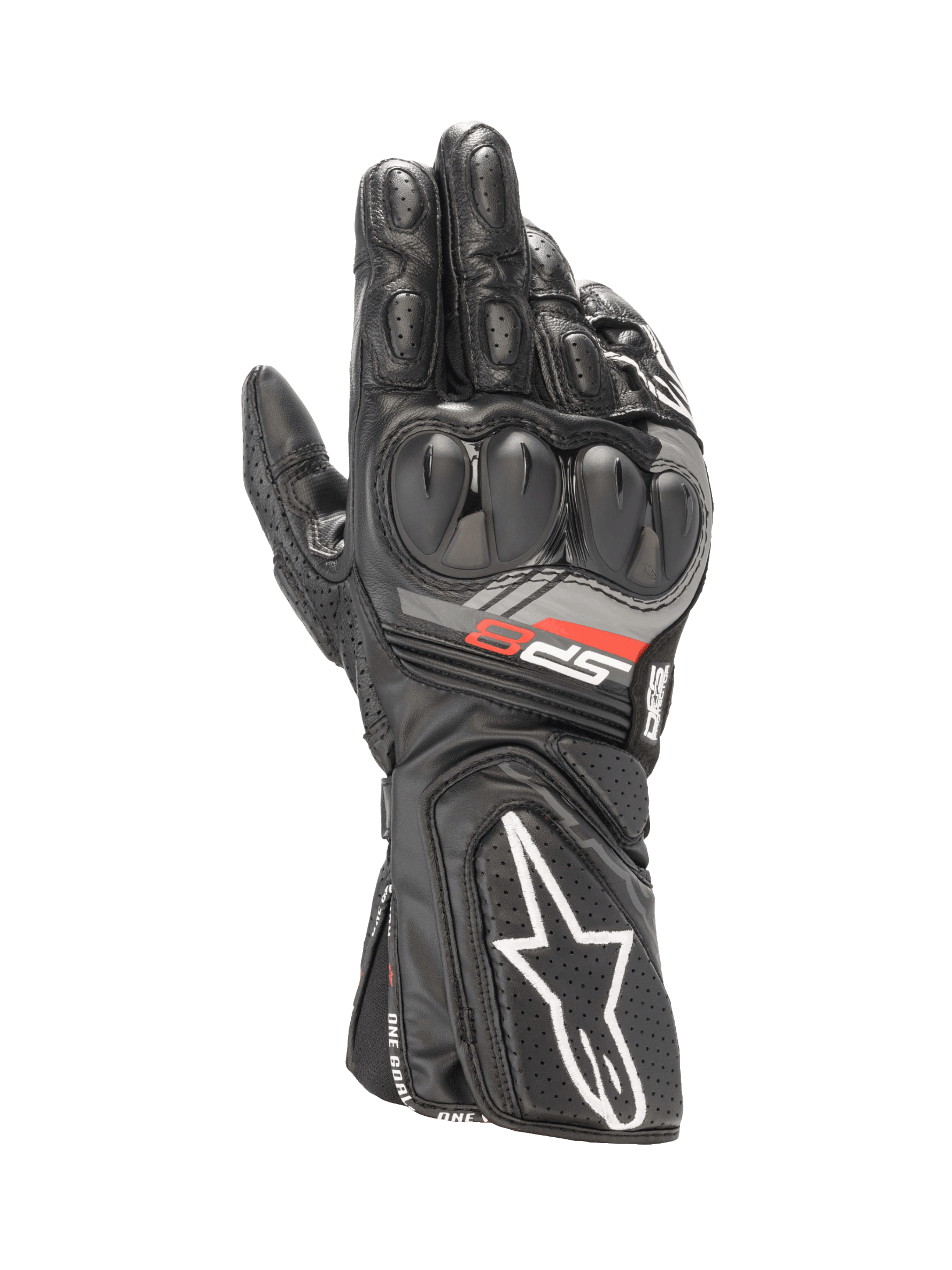 Gants Alpinestars SP-8 V3, gants de moto racing en cuir de chèvre noir, avec protection SP double densité