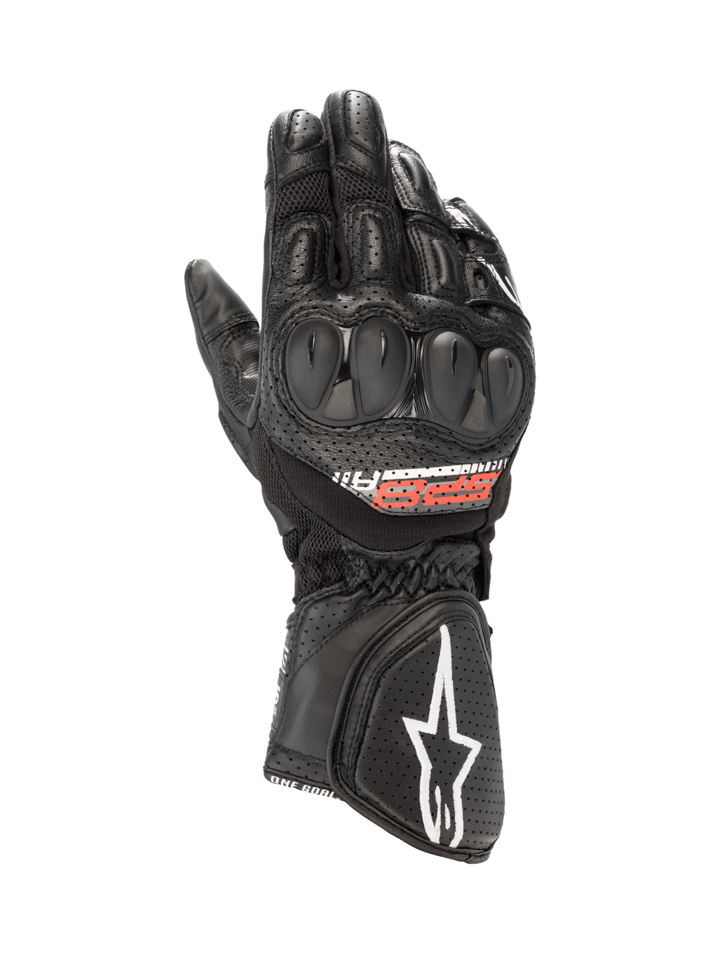 Alpinestars Gants SP-8 V3 Air, gants de moto racing pour homme, noirs, cuir perforé et mesh, protection des phalanges double densité