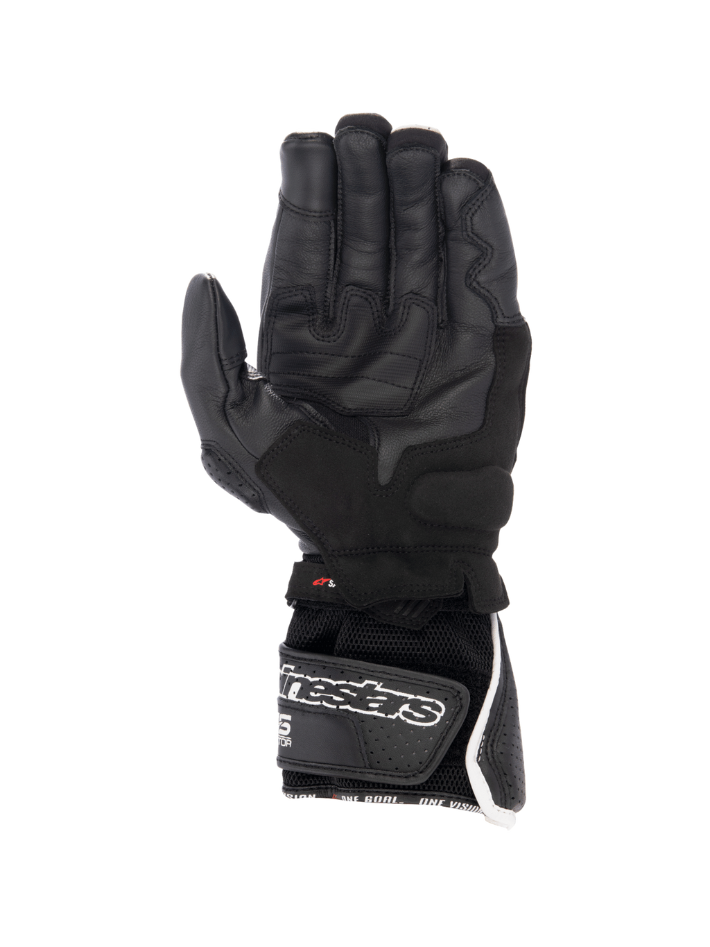 Alpinestars SP-8 V3 Air Gloves, black and white men's racing motorcycle gloves with perforated leather and a secure palm grip.