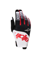 Alpinestars Techstar 2027, gants de motocross pour homme, noirs, blancs et rouges fluo, en micro ripstop extensible avec protection thermoformée des articulations.