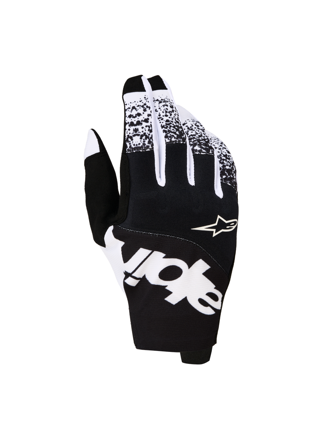 Alpinestars gants Techstar 2027, gants de motocross pour homme, noirs et blancs, graphismes audacieux et châssis textile