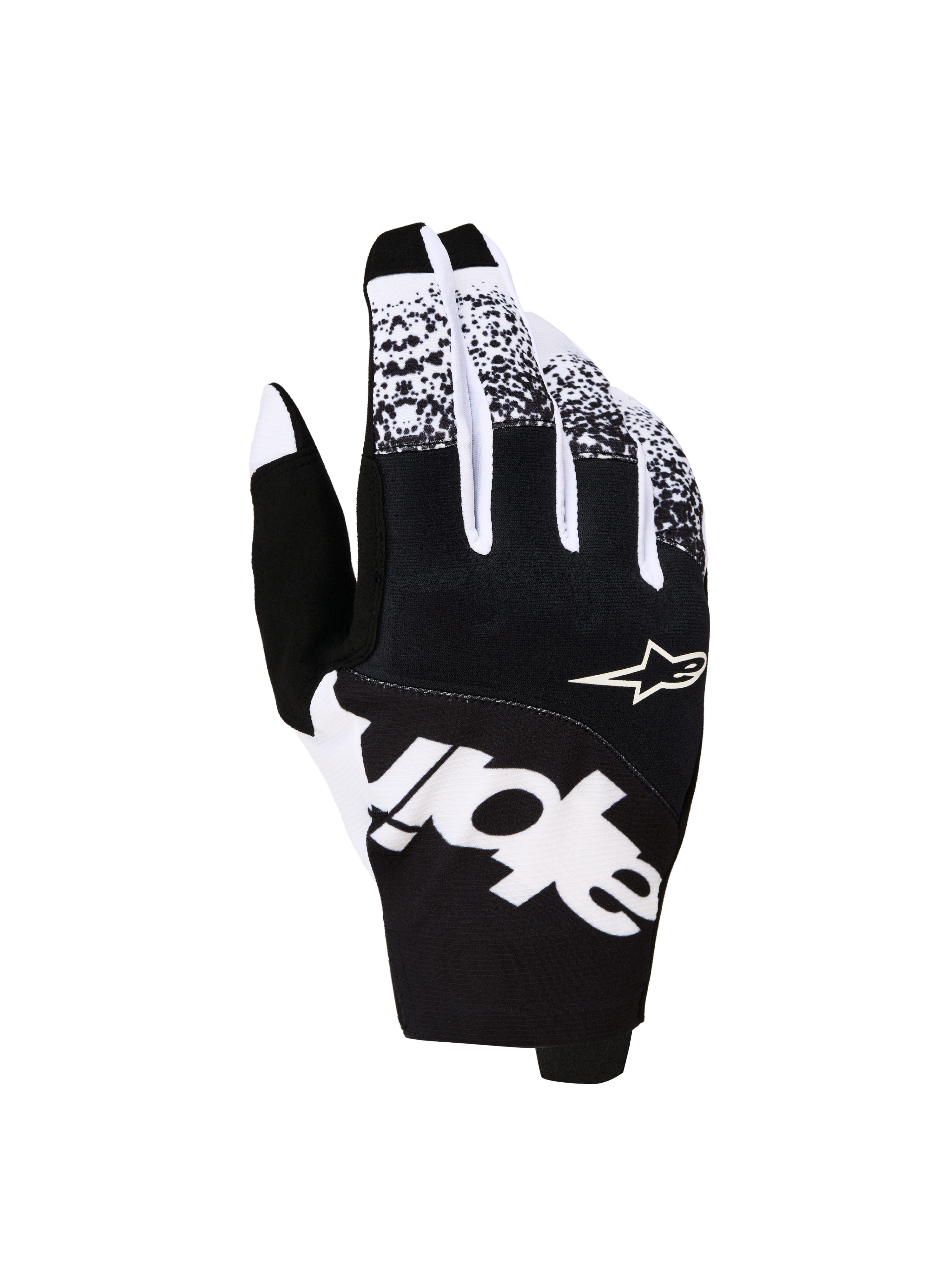 Alpinestars gants Techstar 2027, gants de motocross pour homme, noirs et blancs, graphismes audacieux et châssis textile