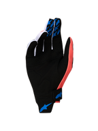 Alpinestars Techstar 2027, gants de motocross noirs et roses, paume en daim synthétique et grips bleus.