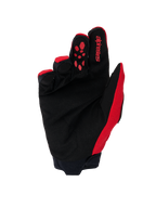 Alpinestars Full Bore V2 Gloves, Motocross Gloves, Bright Red and Black, palm view featuring reinforced black synthetic suede, red silicone grip on index finger, Alpinestars branding, and neoprene cuff
