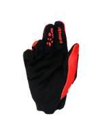 Alpinestars Full Bore V2 Gloves, Motocross Gloves, Orange and Black, palm side view showing reinforced synthetic suede palm, orange silicone finger grips, red Alpinestars logo on the index finger, and neoprene cuff.