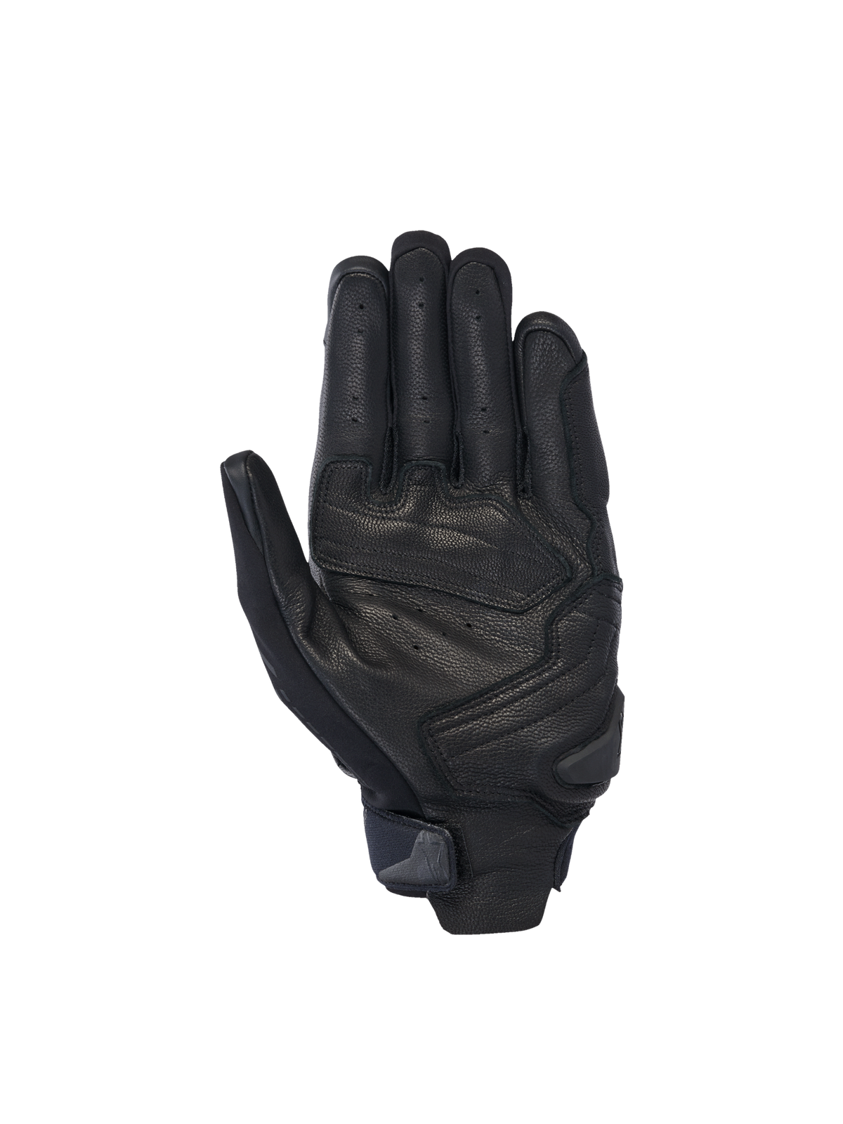 Alpinestars SP X 7, gants de moto racing noirs pour homme en cuir perforé avec slider de paume, vue de la paume.