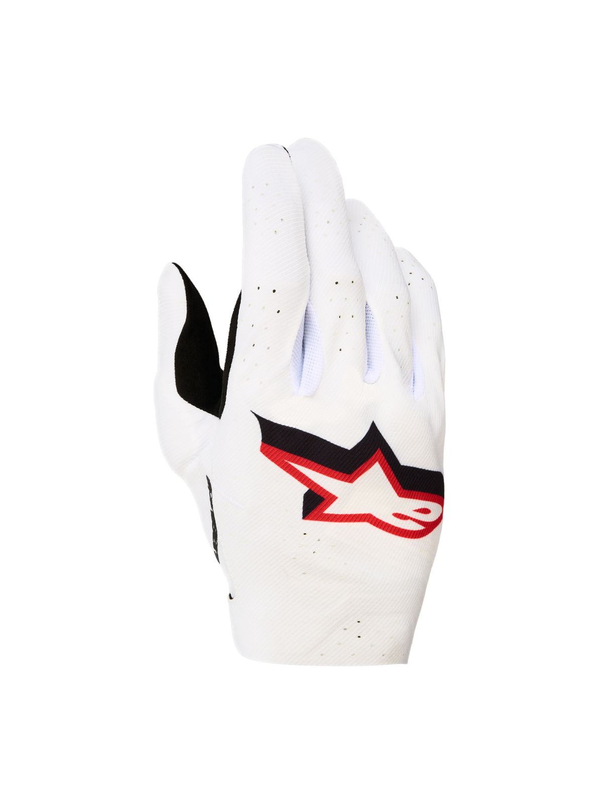 Alpinestars Supertech MX Gloves 2027, Men's Motocross Gloves, White and Fire Red, breathable perforated stretch backhand.