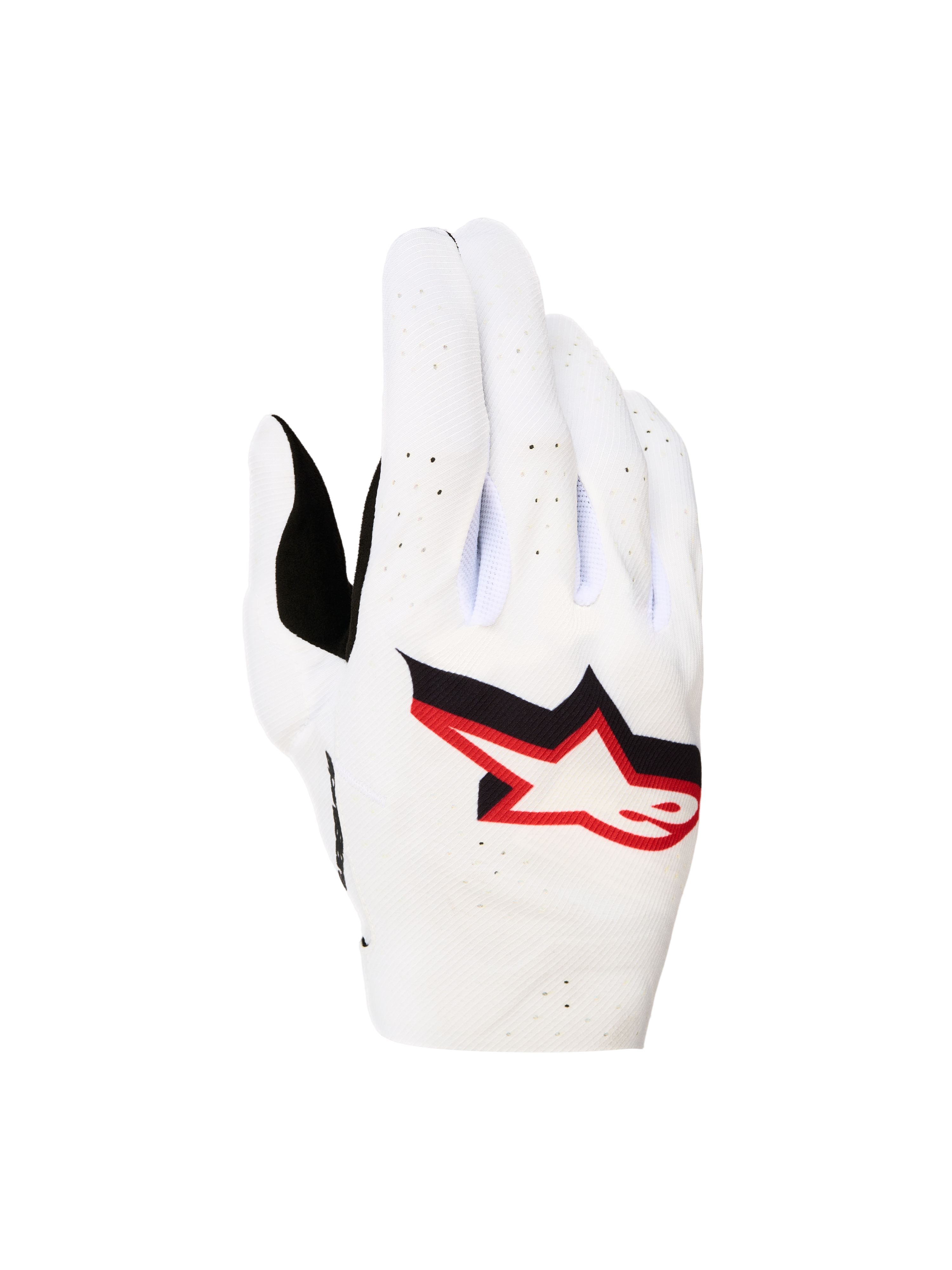 Alpinestars Supertech MX 2027, gants de motocross pour homme, blancs et rouges, avec dos perforé et extensible respirant.