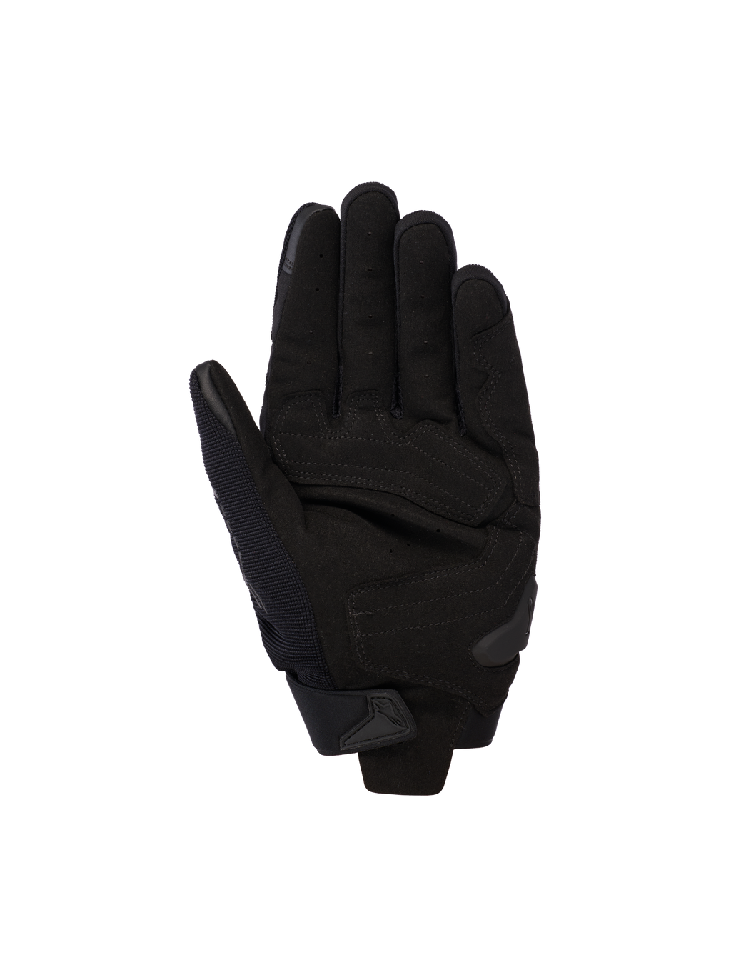 Gants Alpinestars SP X 5 Air, noir, vue de la paume avec cuir perforé pour la circulation de l'air, renforts de paume et glissière en TPR, conçus pour la conduite sportive et sur route