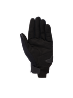 Alpinestars Reef V2 Gloves, Black, short-cuff motorcycle gloves, palm view showing synthetic suede material, reinforced palm padding, and hook-and-loop wrist closure, modern urban design for road riding