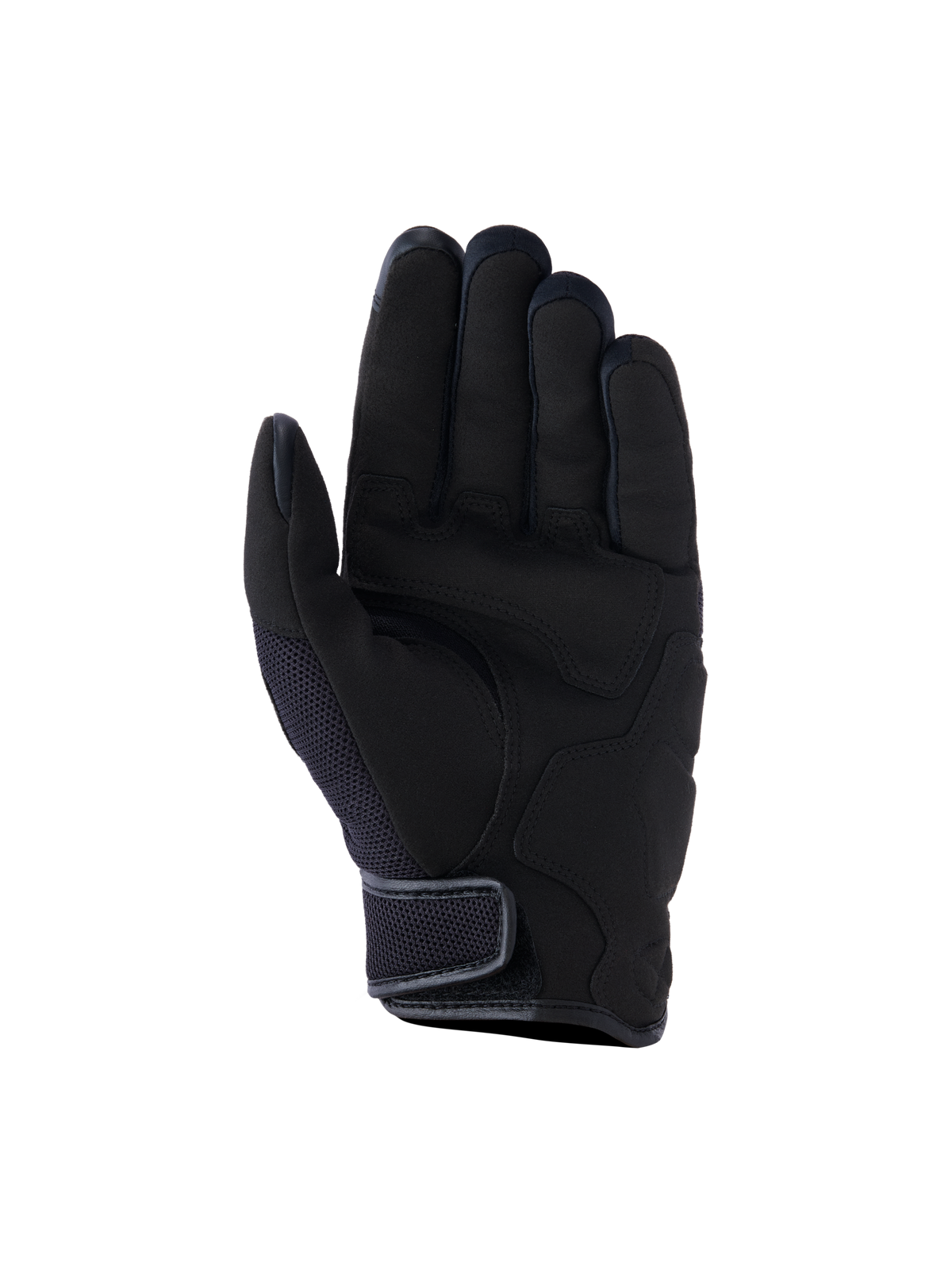 Gants Alpinestars Ignite, gants de moto urbains, noir, vue côté paume présentant des renforts de paume en daim synthétique, des inserts en mesh respirant et une fermeture de manchette courte auto-agrippante