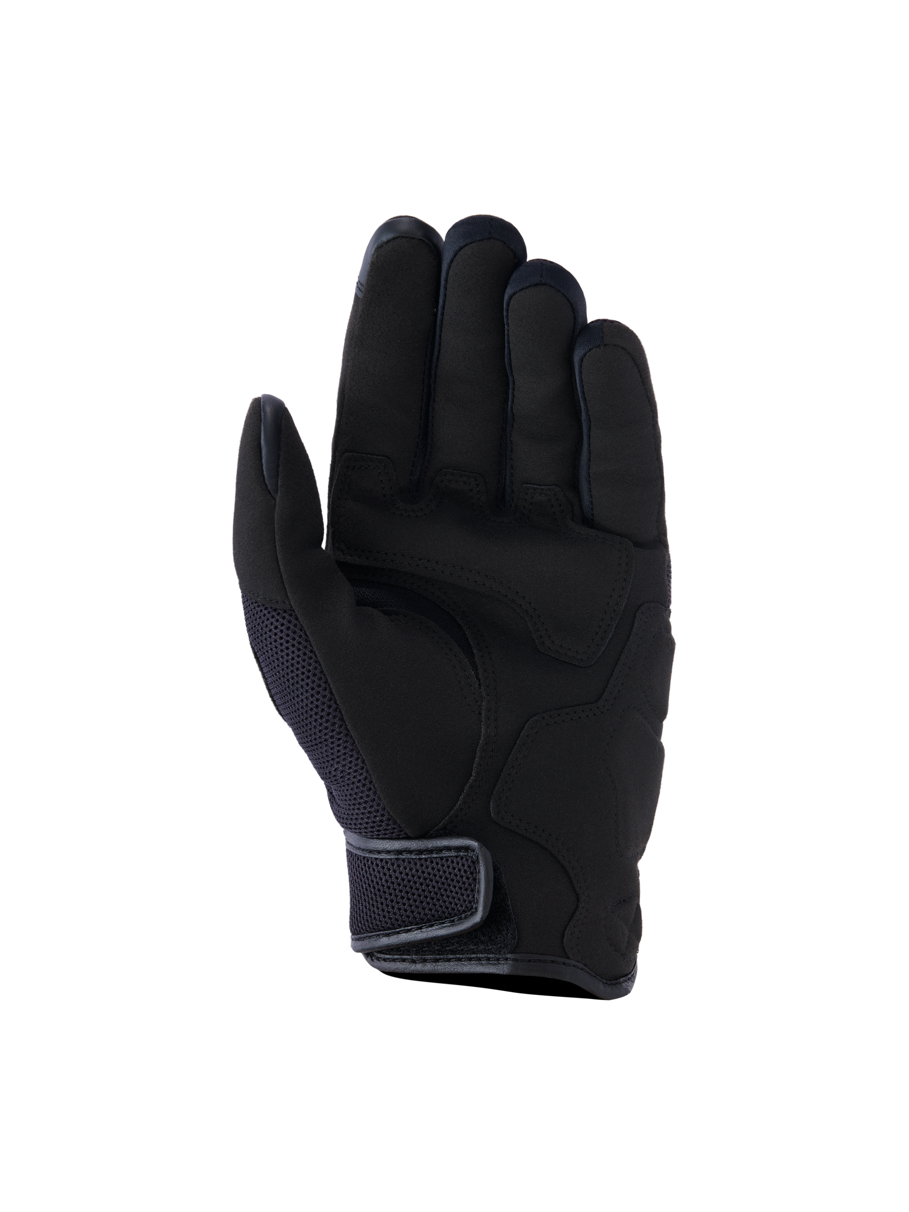 Gants Alpinestars Ignite, gants de moto urbains, noir, vue côté paume présentant des renforts de paume en daim synthétique, des inserts en mesh respirant et une fermeture de manchette courte auto-agrippante