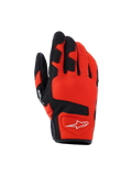 Gants Alpinestars Ignite, gants de moto, rouge tangerine et noir, textile en maille respirante, renforts noirs sur les doigts et les articulations, logo étoile blanc, conception à manchette courte