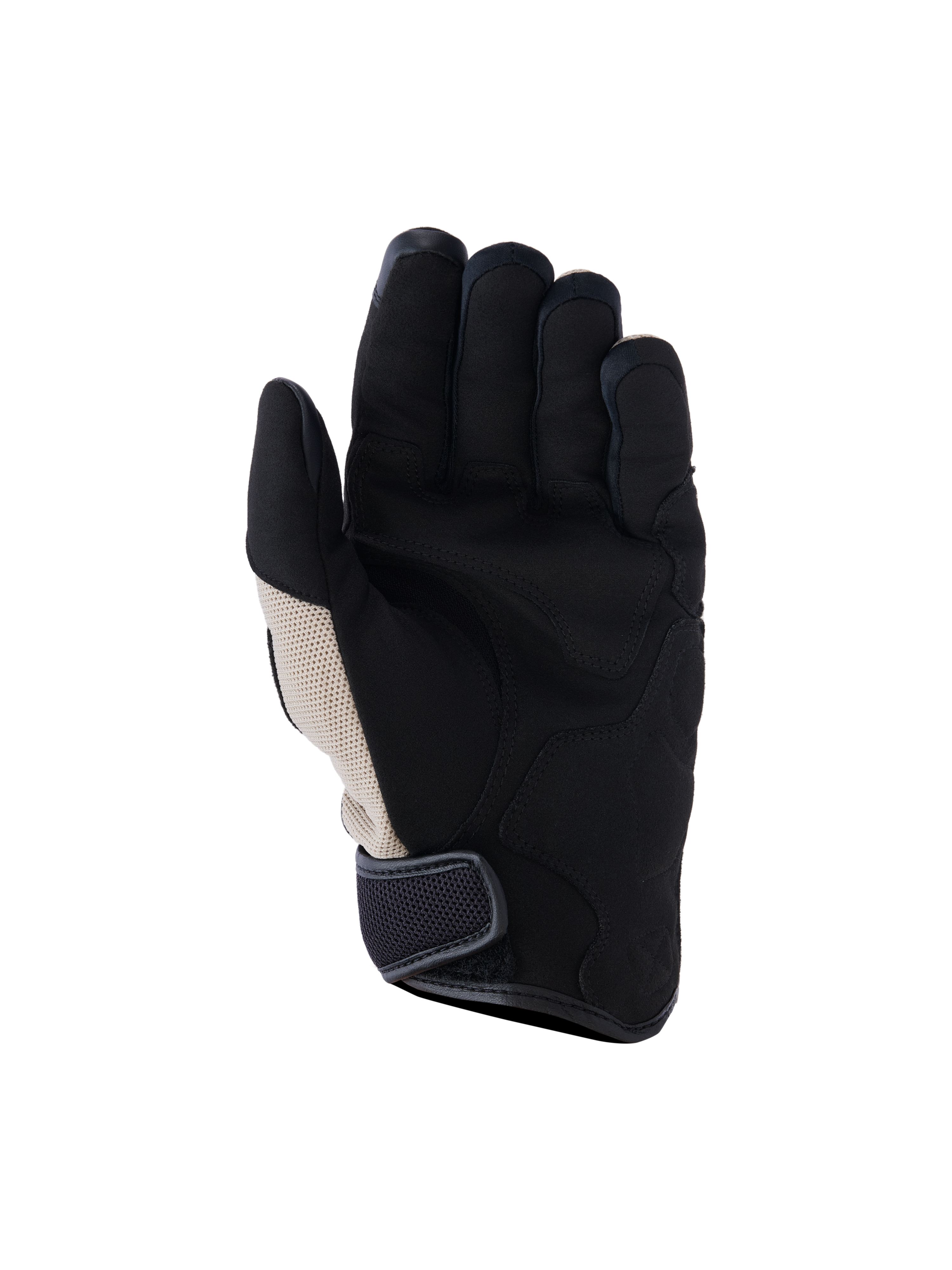 Gants Alpinestars Ignite, Aluminum Black, vue de la paume de gants de moto urbains dotés d'une paume en suède synthétique renforcée, d'inserts en maille respirante et d'une sangle de manchette à crochet et boucle