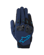 Alpinestars SP X 3, gants de moto racing, bleu foncé et noir avec accents bleu clair, protection des articulations en TPU double densité, logo étoile Alpinestars, construction en textile et mesh pour le pilotage sportif