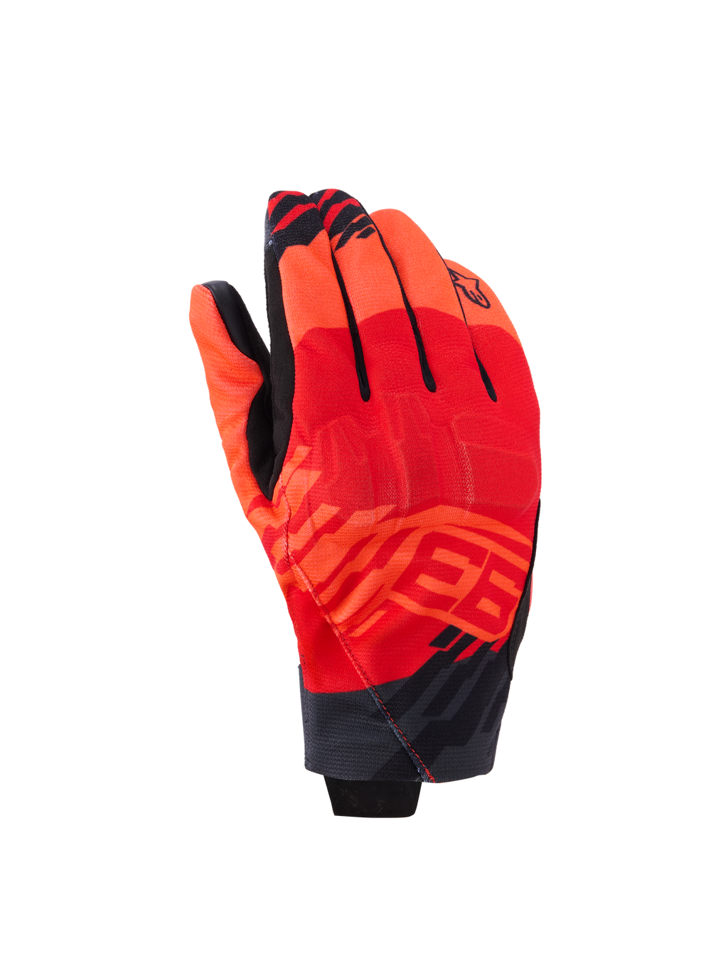 Gants Alpinestars MM93 Reef V2, gants de moto à manchette courte, rouge fluo et rouge vif avec accents noirs, arborant des graphismes Marc Marquez MM93 et une protection intégrée des articulations, design urbain moderne