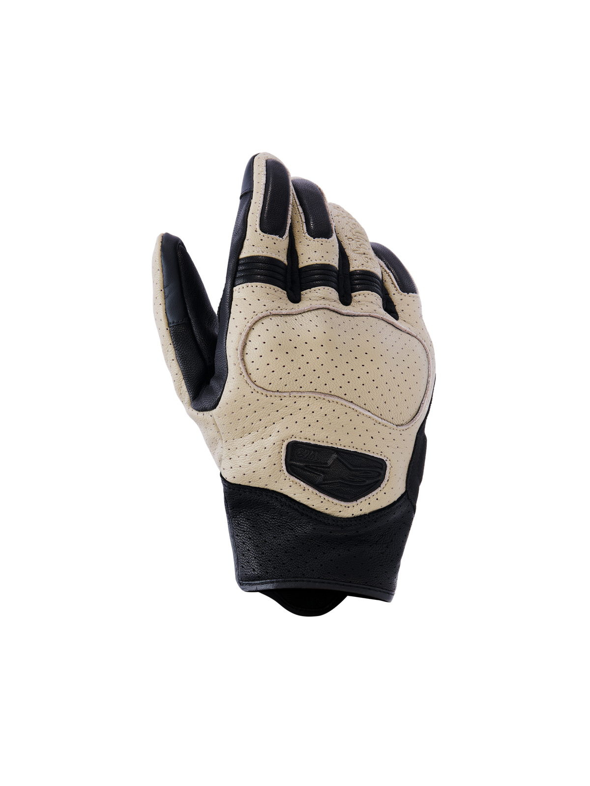 Gants en cuir Alpinestars Mustang V3, gants de moto, marron et noir, dotés de cuir de chèvre perforé pour la circulation de l'air, design urbain à manchette courte avec rembourrage de protection aux articulations et logo embossé