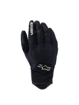 Alpinestars Tracker Gloves, gants de moto noirs avec logo blanc 1963, jointures renforcées, coutures détaillées, zone du poignet texturée, design ajusté pour protection et flexibilité