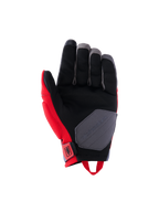 Alpinestars Durack Gloves, Motorcycle Gloves, Bright Red and Mid Gray, palm view featuring synthetic suede construction, black palm with gray reinforcement patch, red side panels and wrist pull loop