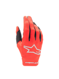 Alpinestars Radar 2025, gants de motocross pour homme, rouges et argentés, textile léger extensible, logo étoile argenté sur le dos de la main