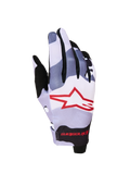 Alpinestars Radar Gloves 2027, Men's Motocross Gloves, Ash Gray and Red, single-layer textile with sublimated star graphic.
