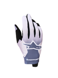 Alpinestars gants Radar 2027, gants de motocross légers, gris cendré et lilas clair avec logo étoile blanc.