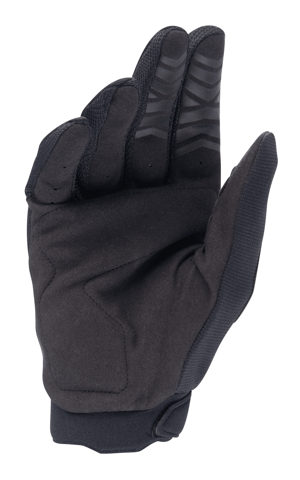 Gants Alpinestars Honda Full Bore, gants de motocross, noirs, vue de la paume en suède synthétique pour la durabilité, grip en silicone sur le bout des doigts et renfort au pouce, conçus pour la performance tout-terrain