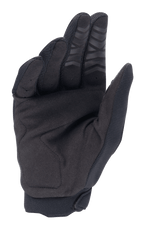 Gants Alpinestars Honda Full Bore, gants de motocross, noirs, vue de la paume en suède synthétique pour la durabilité, grip en silicone sur le bout des doigts et renfort au pouce, conçus pour la performance tout-terrain