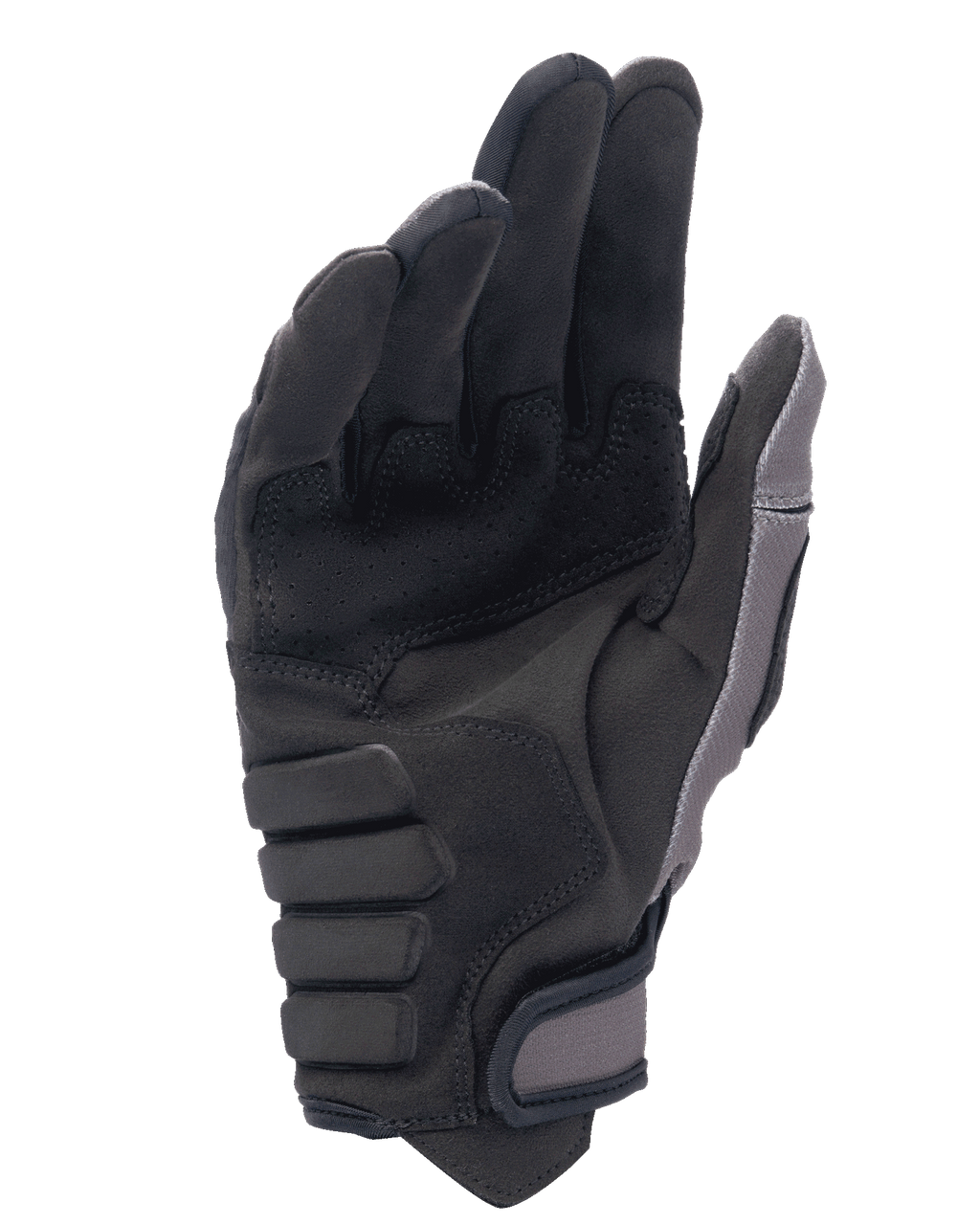 Gants Alpinestars Techdura, gants de motocross et d'enduro, Falcon Brown, vue de la paume présentant une construction en suédine synthétique, un rembourrage renforcé pour l'adhérence et une fermeture de manchette réglable à boucles et crochets