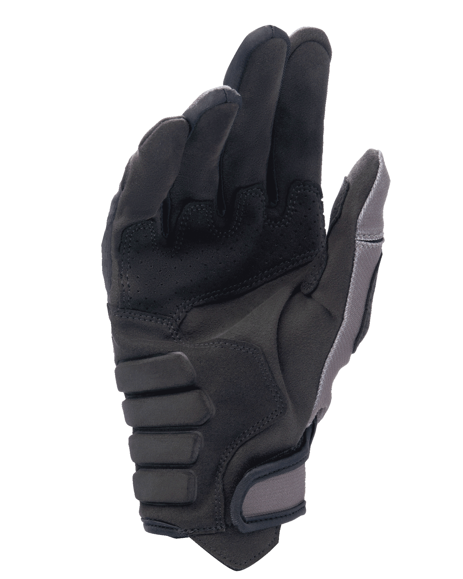 Gants Alpinestars Techdura, gants de motocross et d'enduro, Falcon Brown, vue de la paume présentant une construction en suédine synthétique, un rembourrage renforcé pour l'adhérence et une fermeture de manchette réglable à boucles et crochets