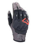 Alpinestars Techdura Gloves, gants de moto, marron Falcon et noir avec accent rouge, protection des articulations rembourrée, mesh respirant et tissu extensible, inserts de protection aux doigts, logo étoile au poignet