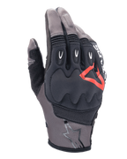 Alpinestars Techdura Gloves, gants de moto, marron Falcon et noir avec accent rouge, protection des articulations rembourrée, mesh respirant et tissu extensible, inserts de protection aux doigts, logo étoile au poignet