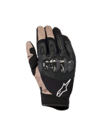Gants Alpinestars Megawatt V2, gants de motocross et d'enduro, noir et beige, protection des articulations en fibre de carbone, construction en cuir perforé et mesh, logo Alpinestars blanc