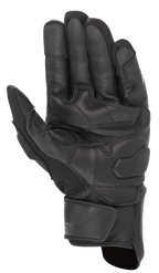 Gants Alpinestars Booster V2, noirs, vue de la paume du gant de moto montrant la construction en cuir durable, les panneaux de préhension renforcés sur la paume et le pouce, et une sangle de poignet réglable.