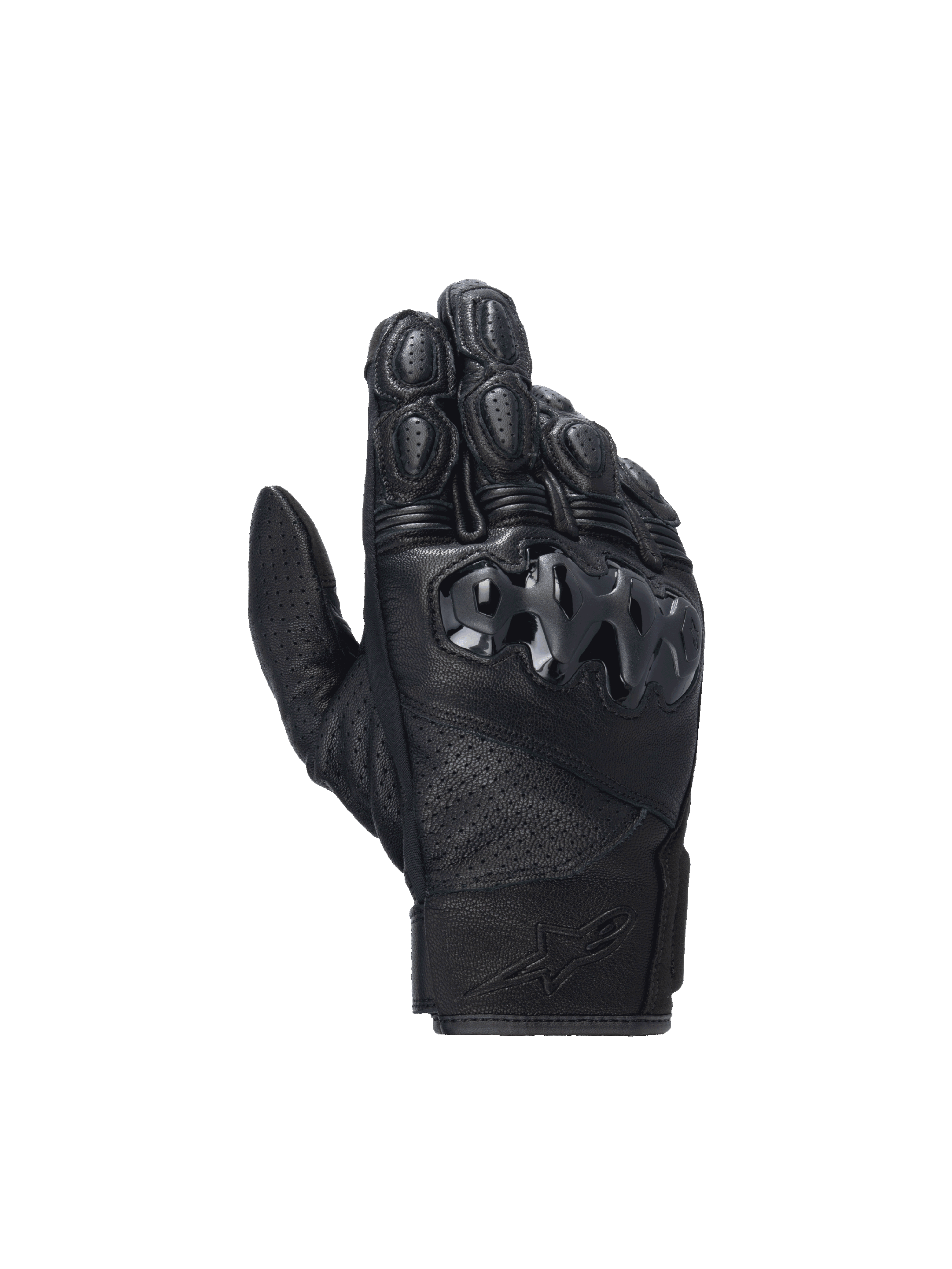 Gants Alpinestars Celer V3, gants de moto noirs en cuir de chèvre avec protections de phalanges rigides en PU.